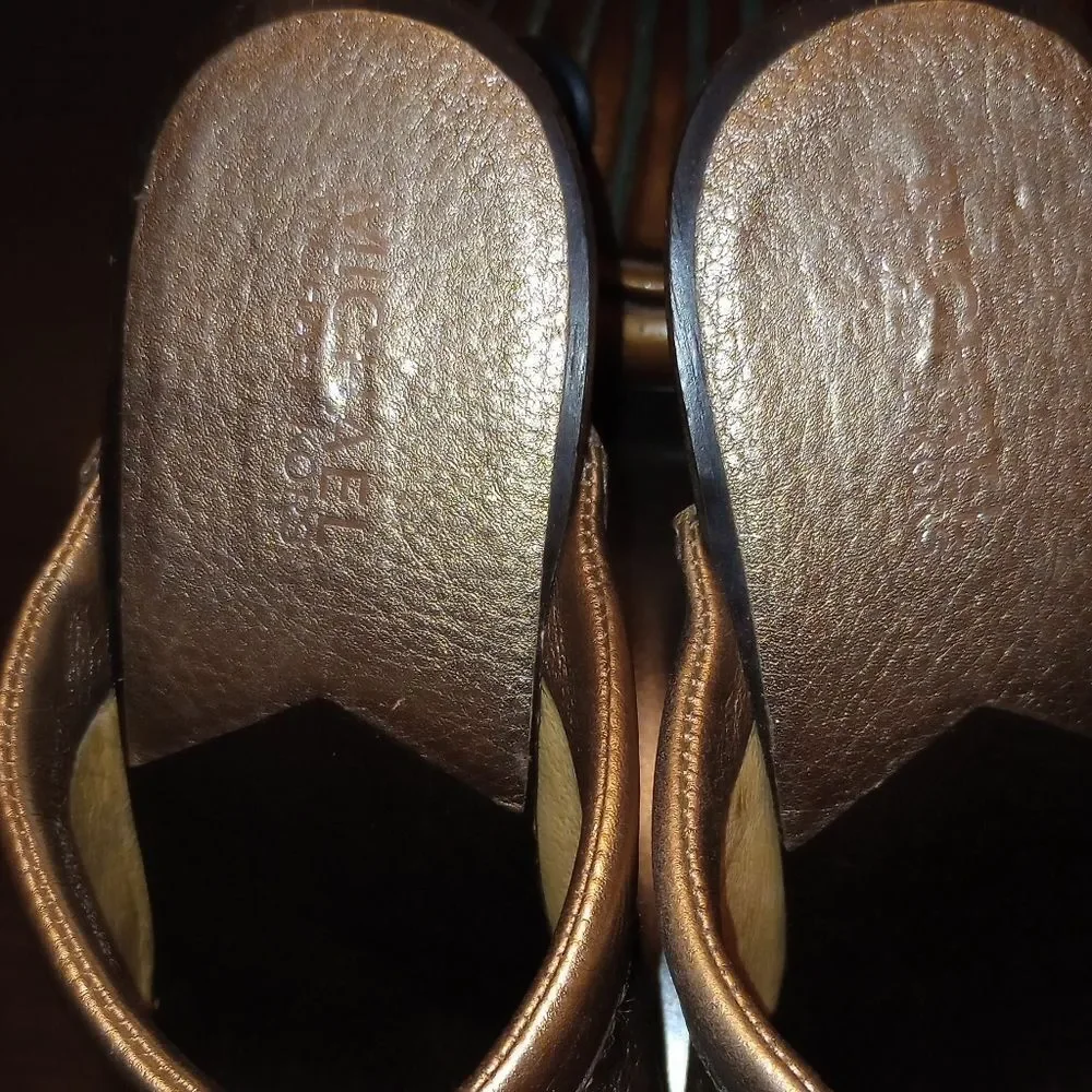 🆕🎉Michael KORS Blingy Gold Metallic Clogs Slides Mules - Picture 4 of 6